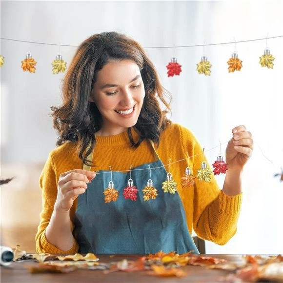 36 Pcs Fall Ornament Thanksgiving Small Tree Maple Leaf Hanging Ornament - Picture 6 of 6
